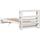  Posteljni okvir z vzglavjem bel 90x200 cm trdna borovina, (21311138) | Shoptok.si