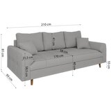 Ropez Svijetlo siva sofa od samta 210 cm Ariella – | shoptok.hr