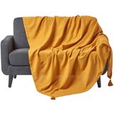 HOMESCAPES Bombažna odeja Rajput Ribbed Mustard, 225x255 cm, (20749782) Cene