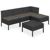  5-dijelna vrtna garnitura od poliratana s jastucima crna | shoptok.hr