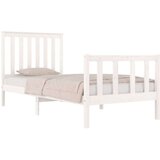  Posteljni okvir bel iz trdne borovine 75x190 cm 2FT6, (20906008) | Shoptok.si