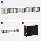 vidaXL Ograda za pse z vrati zložljiva 10 panelov črna 800 cm les | Shoptok.si