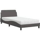  Krevet s madracem Dover sivi 100 x 200 cm od umjetne kože | shoptok.hr