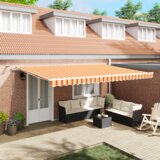 vidaXL Samodejna zložljiva senčnica z LED v rumeni in oranžni 500x300 cm | Shoptok.si