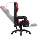 vidaXL racing stol z oporo za noge rdeče in črno umetno usnje | Shoptok.si