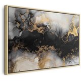  Slika - Golden explosions – abstract pattern inspired by marble 60x40 U prirodnom drvenom okviru | shoptok.hr