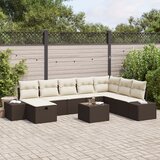 vidaXL 9-dijelni vrtni set sofa s jastučićima smeđi poli ratan Cijene