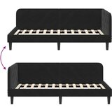 vidaXL Kutni okvir kreveta s uzglavljem Crna 90 x 190 cm Baršun | shoptok.hr
