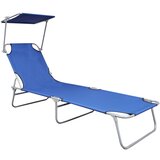 Maison Chic Zložljiv Ležalnik - Sončna ležalnik s streho moder aluminij, (22043184) | Shoptok.si