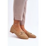 FJ1 Women's Flat Heel Moccasins with Decoration Camel Iluvana Cene