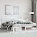  Metalni okvir za krevet s uzglavljem bijeli 193x203 cm | shoptok.hr