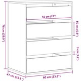  Kutna komoda s ladicama boja staro drvo 60x41x76 cm drveni | shoptok.hr