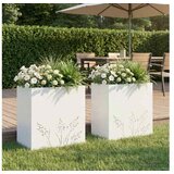 vidaXL Vrtna saksija 2 kom. Bijela 50 x 30 x 49 cm Čelična vrata - Bijela 50 x 30 x 49 cm 2 | shoptok.hr