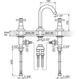 Rosan XO baterija za lavabo – 3 otvora XO30102
