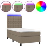  box spring s madracem LED smeđesivi 100x200 cm tkanina | shoptok.hr