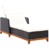 Maison Chic Ležalnik - Sončna ležalnik iz poli ratana in trdnega akacijevega lesa črn, (22043030) | Shoptok.si