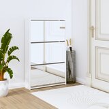 vidaXL Omarica za čevlje z ogledalom 3-nadstropna bela 63x17x102,5 cm Cene