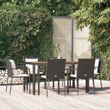  7-dijelni vrtni blagovaonski set s jastucima crni od poliratana | shoptok.hr