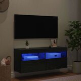 vidaXL TV stenska omara z LED lučmi Črna Orehovina 100 x 30 x 40 cm | Shoptok.si