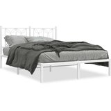 vidaXL Kovinski posteljni okvir z vzglavjem bel 140x190 cm | Shoptok.si