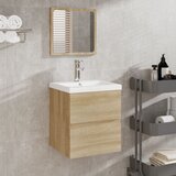  Kupaonski ormarić s umivaonikom i ogledalom boja hrasta sonome | shoptok.hr