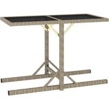 vidaXL Vrtna miza bež 110x53x72 cm steklo in poli ratan Cene