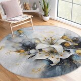 Mila Home modra/siva pralna okrogla preproga ø 80 cm golden lilly – | Shoptok.si
