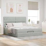 vidaXL Otomanski posteljni okvir z vzmetnicami siv 160x200 cm žamet | Shoptok.si