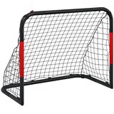 vidaXL Nogometni gol z mrežo rdeč in črn 90x48x71 cm jeklo | Shoptok.si