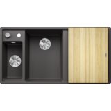 Blanco pomivalno korito AXIA III 6 S InFino SILGRANIT lesena deska, BAZEN LEVO, z daljin. prim. - KAMNITO SIVA | Shoptok.si