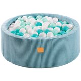 MeowBaby Okrogel bazen z žogicami Aesthetic bazen z žogicami 90x30 cm z 200 žogicami, velvet, turkizna: bela/mint/turkizna, (21289237) | Shoptok.si