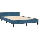  The Living Store Posteljni okvir z vzglavjem temno moder 120x190 cm žamet - Posteljni Okvir, (21450765) | Shoptok.si