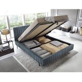 ELTAP Modra oblazinjena zakonska postelja s prostorom za shranjevanje z letvenim dnom 140x200 cm Plissa – | Shoptok.si