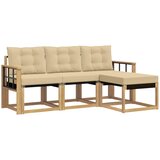 vidaXL Zunanja garnitura za sedenje z blazino 4 pcs Bela in bež, (5000282511) | Shoptok.si