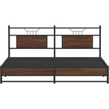 Metalni Kovinski posteljni okvir brez vzmetnice rjavi hrast 183x213 cm, (21829157) | Shoptok.si