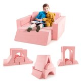  Dječji kauč, igraći kauč, dječja sofa s izmjenjivim pokrivačem, dim. 105,5 x 101 x 48 cm, ružičasta | shoptok.hr