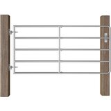vidaXL Vrata za pašno ograjo s 5 prečkami (95-170)x90 cm srebrna Cene