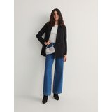 Reserved kavbojke wide leg s pasom - mornarsko modra Cene