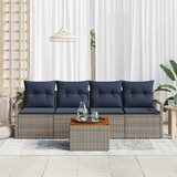  Sjedeća garnitura za vrt s jastukom 5 pcs Siva poliratan | shoptok.hr