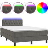 Maison Chic Box spring postelja - Vzmetna postelja z vzmetnico LED temno siva 120x190 cm žamet SL5693, (21901889) | Shoptok.si