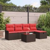  Vrtna sedežna garnitura 6 pcs Rjava in rdeča poli ratan, (5000135414) | Shoptok.si
