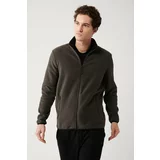 Avva Men's Anthracite Fleece Sweatshirt Stand Collar Cold Resistant Zippered Regular Fit