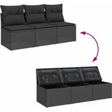  Vrtna sofa s jastucima za 3 osobe, crna, poliratan | shoptok.hr
