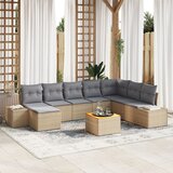 vidaXL 9 delni vrtni sofa set z blazinami Bež Poli ratan Akacija Cene