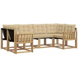 vidaXL Zunanja garnitura za sedenje z blazino 6 pcs Bela in bež, (5000271866) | Shoptok.si