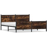 vidaXL Kovinski posteljni okvir brez vzmetnice dimljen hrast 183x213cm Cene