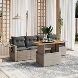 Maison Chic Seti vrtnega pohištva - Vrtna garnitura - Vrtni pohištvo set 5-delna z blazinami siv poli ratan, (21819995) | Shoptok.si