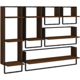  The living store komplet stenskih polic s prečkami 6-delni rjavi hrast inž. les - komplet stenskih polic, (21499601) | Shoptok.si