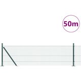 vidaXL Varjena žičnata ograja z 13 flanšnimi stebri zeleno 0.5x50 m jeklo | Shoptok.si
