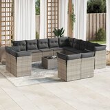  14-dijelni set vrtnih sofa od poliratana s jastucima sivi | shoptok.hr